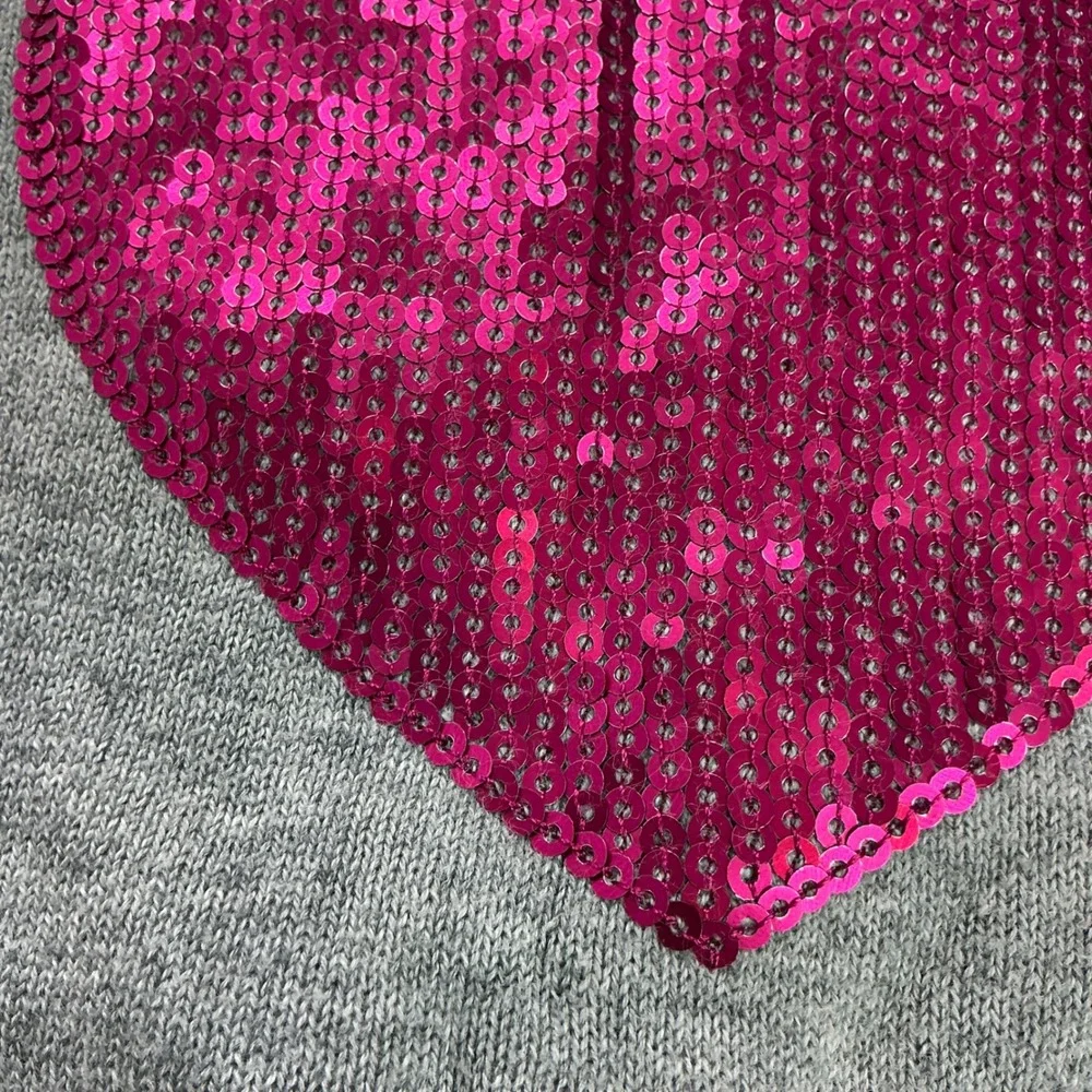 The Children's Place Grey Sweater Dress Kids 5/6 Pink Sequin Heart Short Slv